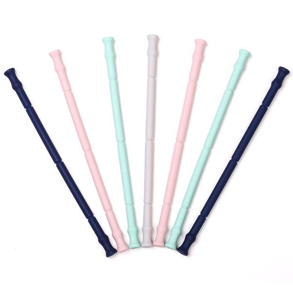 

4pcs foldable straw reusable collapsible silicone straw with case cleaning brush qjs shop