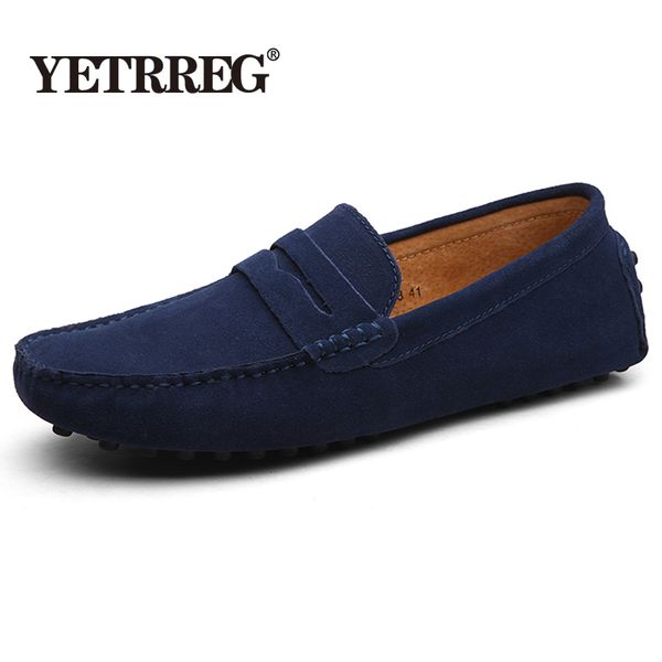 

men leather loafers fashion men shoes casual shoes moccasins slip on men's flats male driving size 38-49, Black