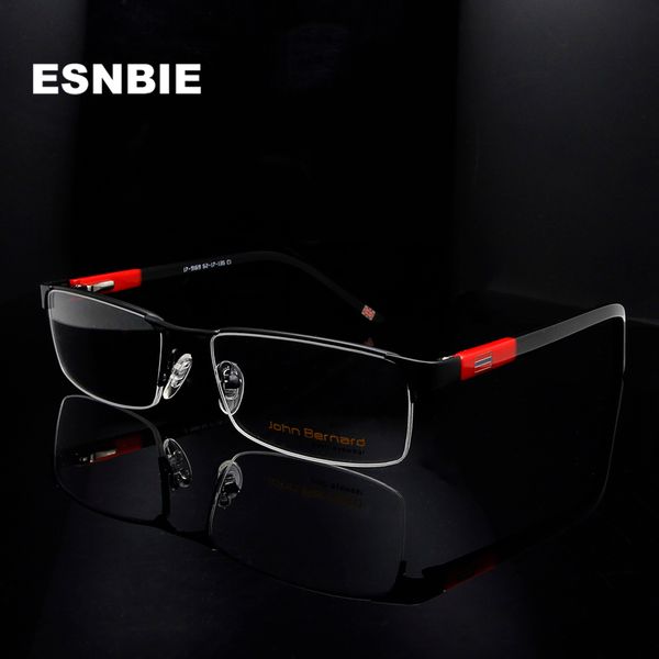 

alloy metal half frame glasses men square nerd glasses frame optical prescription eyeglasses myopia lens monturas de lentes, Black