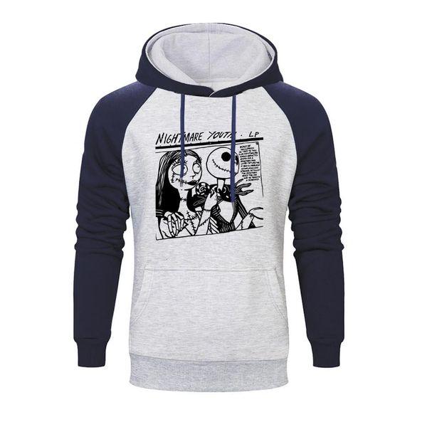 

cool halloween hoodies nightmare youth jack print raglan hoodie men funny autumn sportswear winter fleece harajuku streetwear, Black