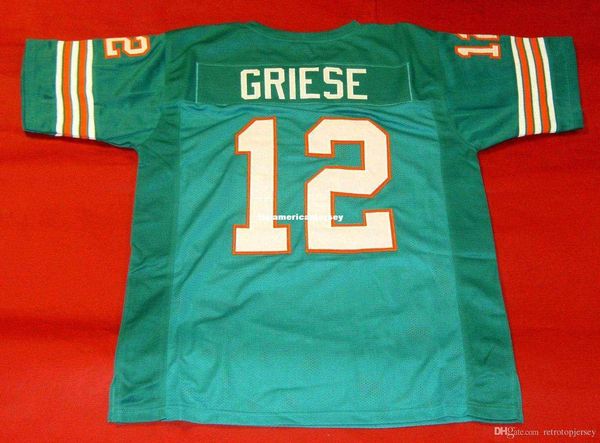 

retro #12 bob griese custom mitchell & ness jersey green mens stitching s-5xl,6xl football jerseys running, Black;blue
