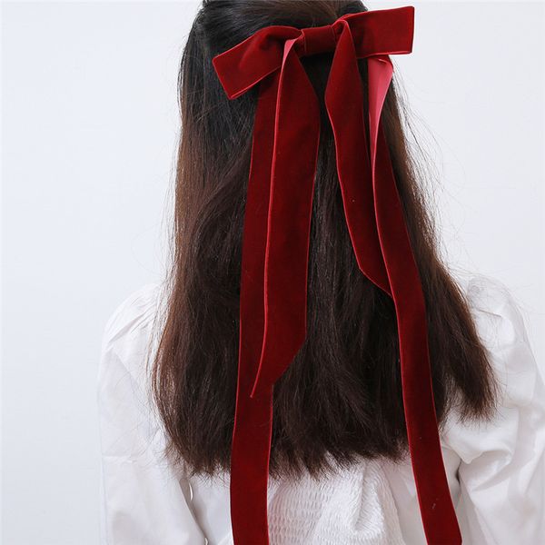 

5pcs/lot long pattern bowknot hair ribbons simple fabric tassel geometric red headbands women scrunchies ponytail hair jewelry accessories, Golden;silver