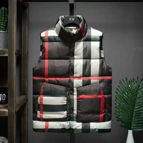 

mix 2019 brand winter autumn 100% cotton down coat men nf down vest collar men's stand collar coats outerwear down sleeveless jacket, Black