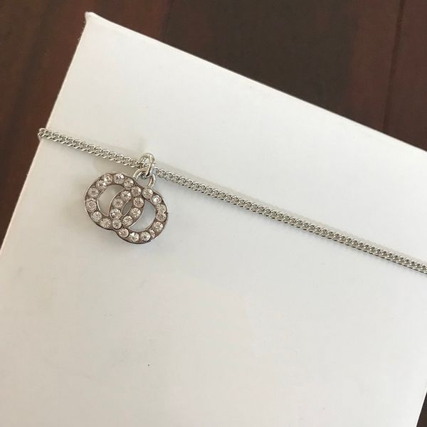

c2004 chain necklace female multiple lovely heart letter zircon crystal pendant party gift box jewelry decorations, Silver