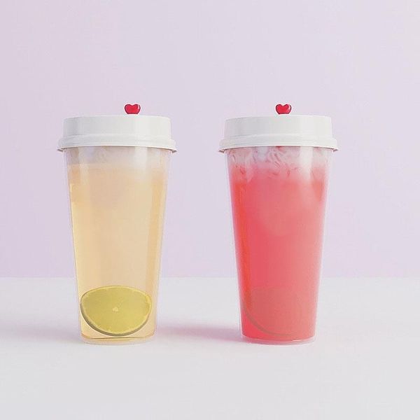 500 ml descartáveis ​​copos plásticos para o partido de beber com chá tampa transparente Milk Cups Moda Thicken resistente ao calor frio Caneca bebidas quentes