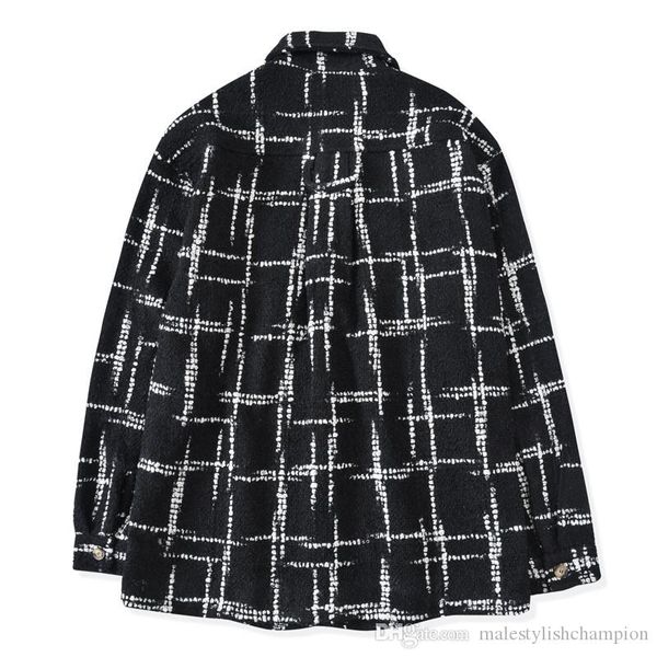 

luxury mens shirts fashion plaid patchwork loose shirt designer mens cardigan, White;black