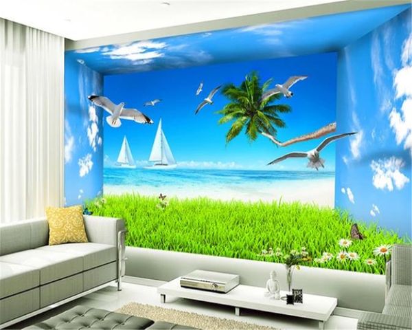 

пользовательские любой размер 3d обои белый sailing чайка ласковое море декорации предметы интерьера обои