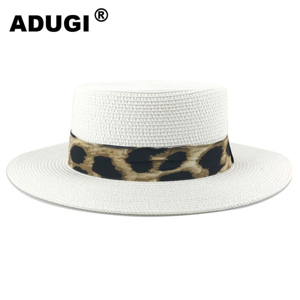 

adugi leopard straw sun hat female summer flat-beach sunscreen sun hat leisure beach wild straw leopard tide, Blue;gray