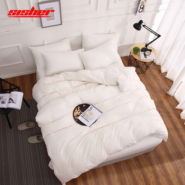 

sisher duvet cover solid color soft bed linen quilt cover  size for home l white gray bedding sets sheet single double