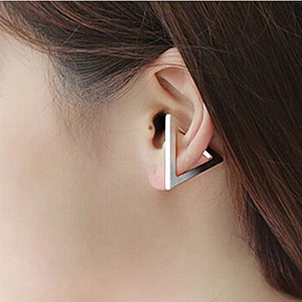 

es632 brincos 2018 perlas pendientes earing bijoux triangle clip ear cuff earrings for women wedding jewelry geometric earings, Silver