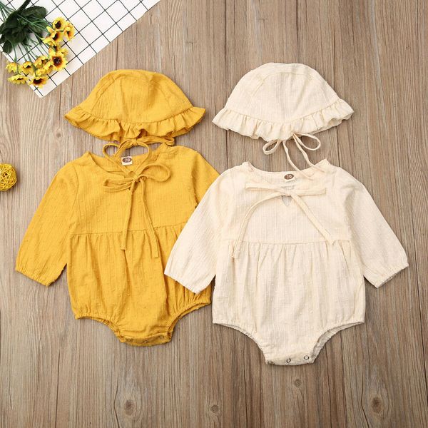 

pudcoco newborn baby kids girls bodysuits spring autumn long sleeve romper jumpsuit hat adorable outfits clothes 6-24months, Blue