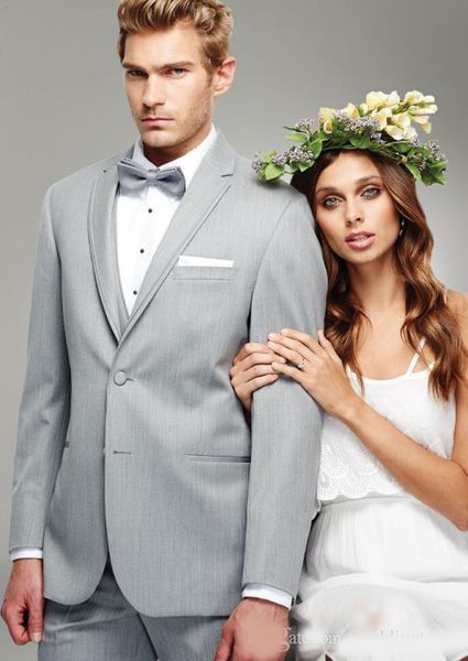 

classy silver mens suits slim fit groomsmen wedding tuxedos notched lapel groom suit business formal blazers with jacket pants bow tie, Black;gray