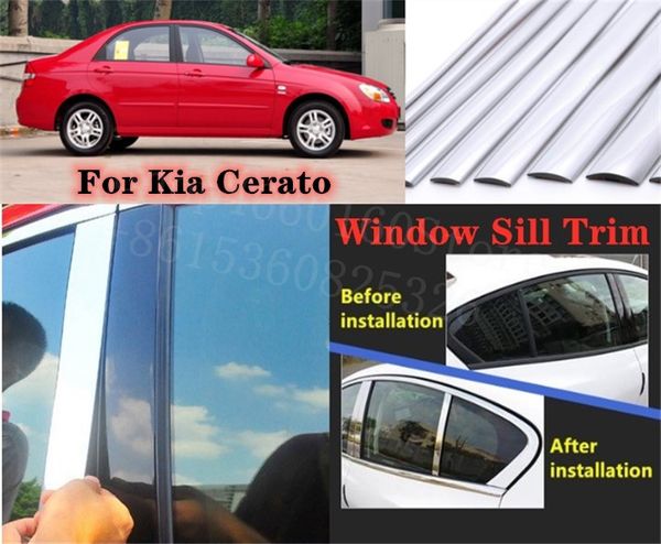 

puou high-quality car full window pillar trim cover stainless steel chrome decoration for kia cerato car styling