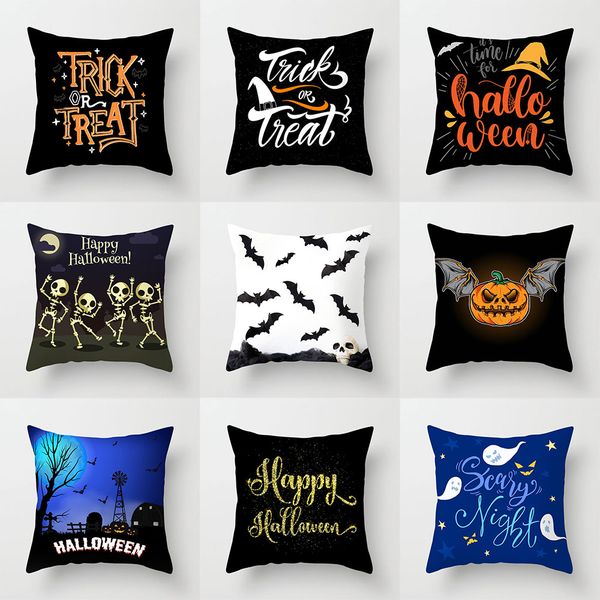 Happy Halloween Festival Skeleton Cushion Covers Pumpkin Skull