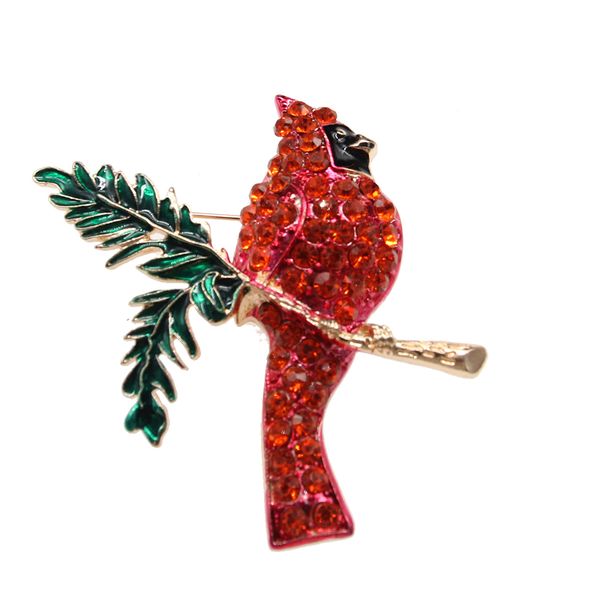 

vintage gold tone elegant red christmas rhinestone crystal bird brooches enamel animal brooch pin, Gray