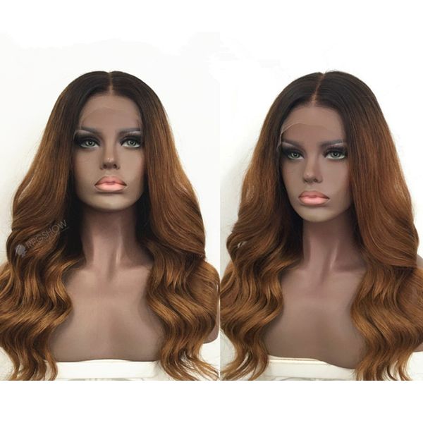 

Ombre brazilian lace front human hair wig with baby hair 1bt30 body wave remy pre plucked full lace wig for women