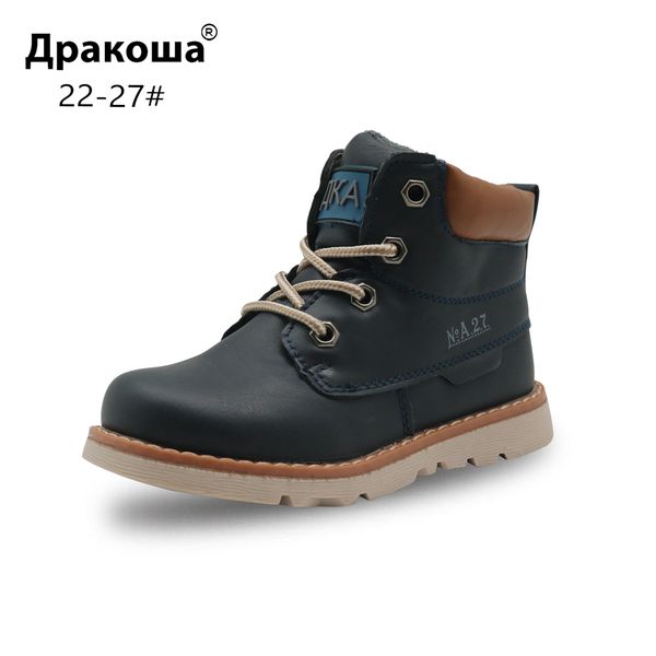 

apakowa boys classic martin boots toddler kids lace-up motorcycle ankle boots children' autumn spring shoes with arch support, Black;grey