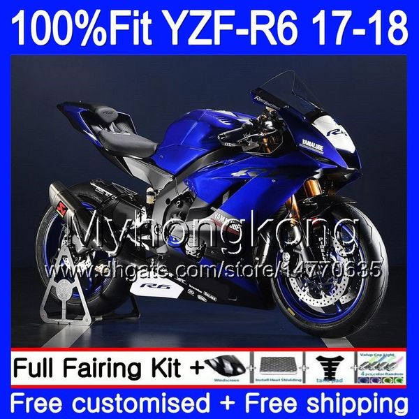 Iniezione Corpo nero luce blu Per YAMAHA YZF600 YZF R6 YZFR6 2017 2018 248HM.11 YZF 600 YZF R 6 YZF-600 YZF-R6 17 18 Kit carenature + 7Gifts