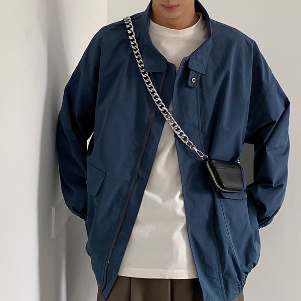

2019 men's streetwear bomber jacket loose male high-quality coats youth tide outerwear pure color windbreaker plus size m-2xl, Black;brown