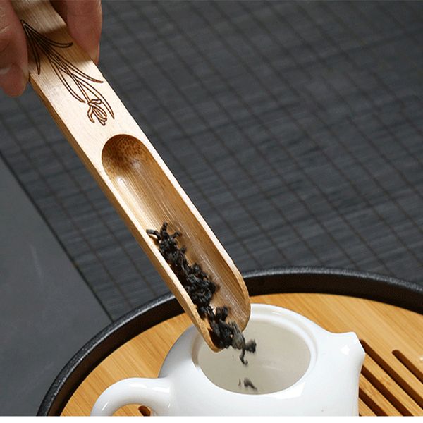 Natural Bambu Chá Scoop Shovel Café Preto Colher Colher Pó Teaspoon Teaverais Chinês Acessórios Chinês