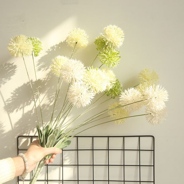 

5 heads artificial flower dandelion onion ball plant branch decoration flower home garden l diy wedding wall materia