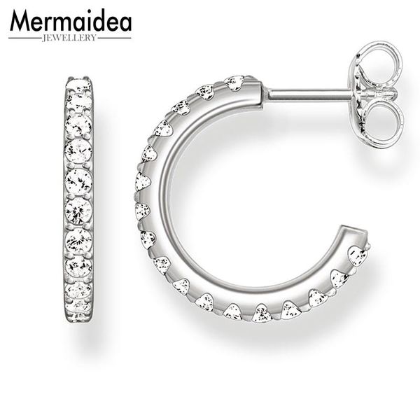 

white cz hinged hoop earrings fashion good jewerly for women girl 2020 autumn gift 925 sterling silver, Golden