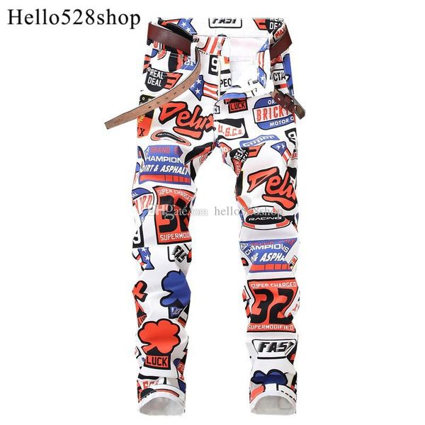 

hello528shop fashion new 3d three-dimensional stretch printed trousers mens youth tights casual pants straight long, Black