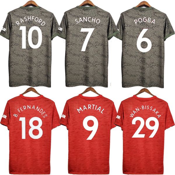 

man utd sancho pogba soccer jerseys manchester 2020 21 united b.fernandes martial matic rashford greenwood wan-bissaka football shirt, Black;yellow
