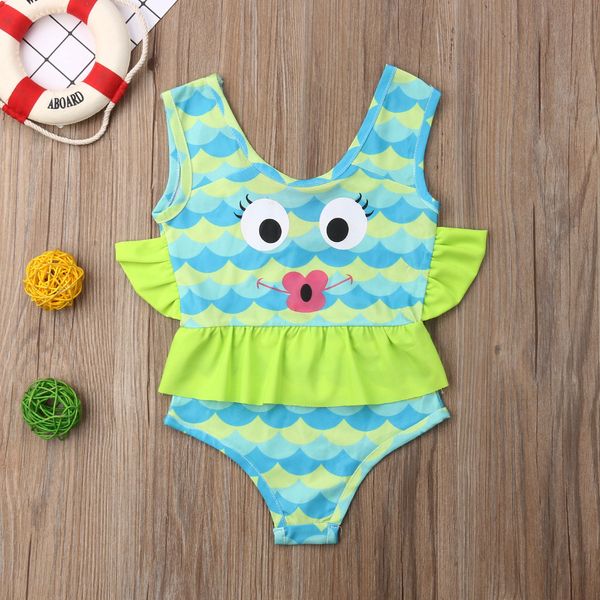 

emmababy toddler kids baby girl swimwear swimsuit cartoon cute tankini bikini bathing suit beachwear, White