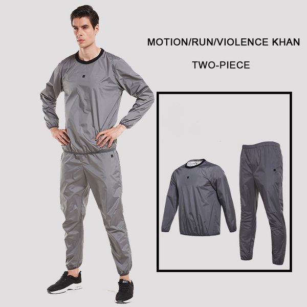 

men sportswear sweating sports suits gym clothes running jacket pants set lose weight slimming jogging yoga clothes suits, Black;blue