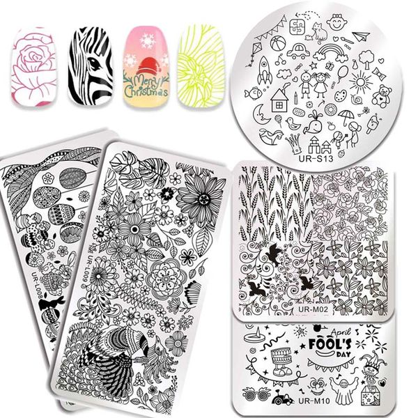 

1pcs mixed design stainless steel nail art stamping plates image template diy manicure stencils tools, White
