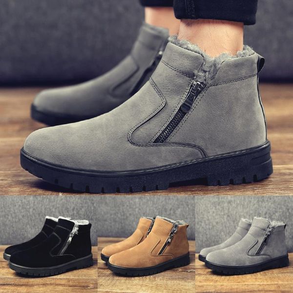 

men's autumn casual booties fashion motorcycle boots retro round boots, Black