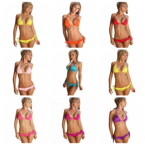 

wholesale women bikini fashion swimsuit swimwear for women bra and briefs 2pcs set 11 colors choose 1106, White;black