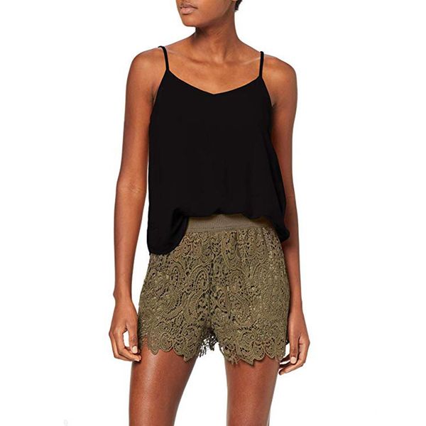 

fashion women solid color v-neck sleeveless strappy short vest camisole basic base top, White