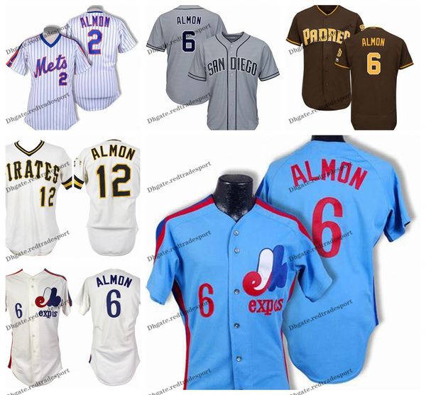 

vintage 1980 montreal expos #6 bill almon baseball jerseys white blue bill almon stitched shirts, Blue;black