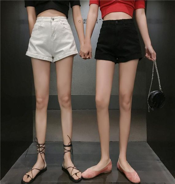 

loose denim summer high waist stretch women shorts gray white black 3683