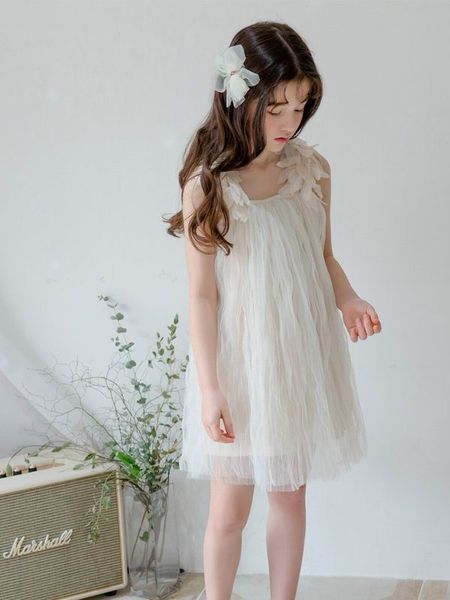 

2020 лето новой девушка принцесса платье цвета слоновой кость лепесток плечо рукава скольжение платье отдых платье детская одежда maq002, Red;yellow