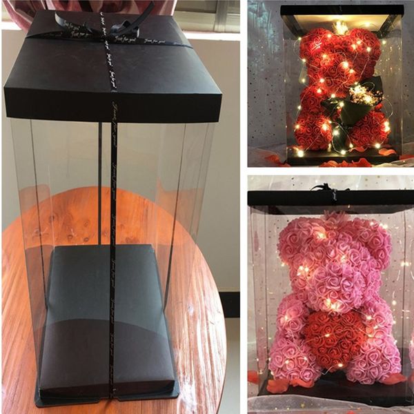 

супер большой повысить transparent packaging box rose медведь flower gift box лидирующий флип торт dargees для свадебных подарков