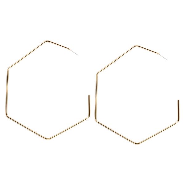 

simple hexagonal geometric tack earrings for women fashion jewelry, Golden