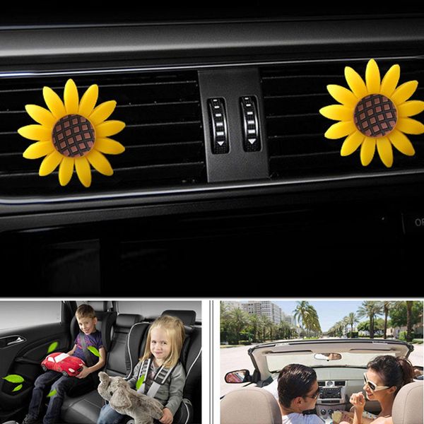 

wholesale 2pcs sunflower car air freshener clips interior car air vent clip decorations v6