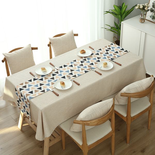 

northern european-style japanese-style cotton and linen thick solid color fabric table cloth rectangular dining table cloth coffee table tab