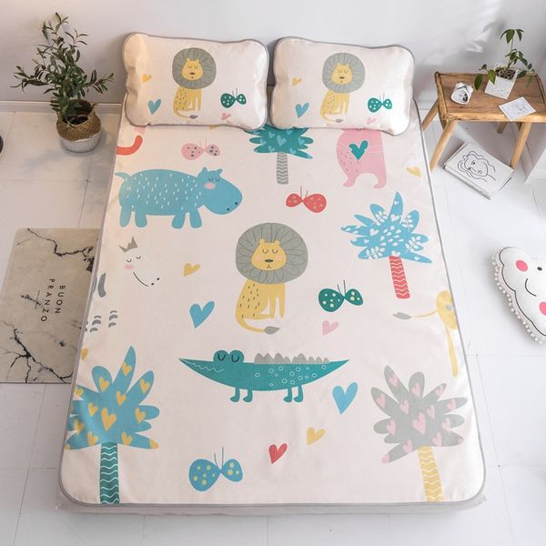 

2019 summer cool mat kit cartoon bed sheet set with elastic bird strawberry fitted sheet mattress cover leopard bed cover 3pcs other bedding