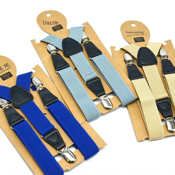 

thickened elastic for boys and girls 3-clip solid color sling sling belt belt versatile stylish strong clip, Black;white