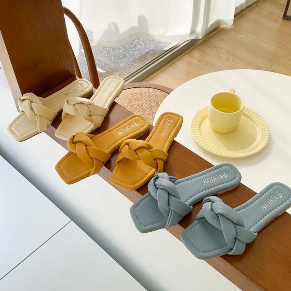 

beach shoes ladies' slippers low slides slipers women sabot flat soft 2020 rubber cross-tied bonded leather, Black