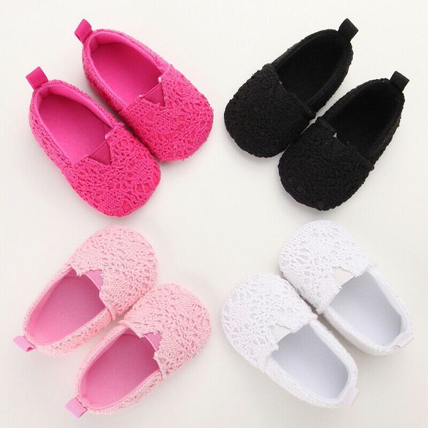 

kids newborn toddler girl crib shoes prewalker anti-slip sneakers, Black