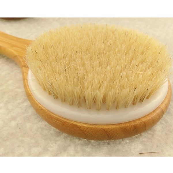 

natural body bath brush reduce cellulite and exfoliate skin get glowing healthy smoother skin long wooden handle dry brush