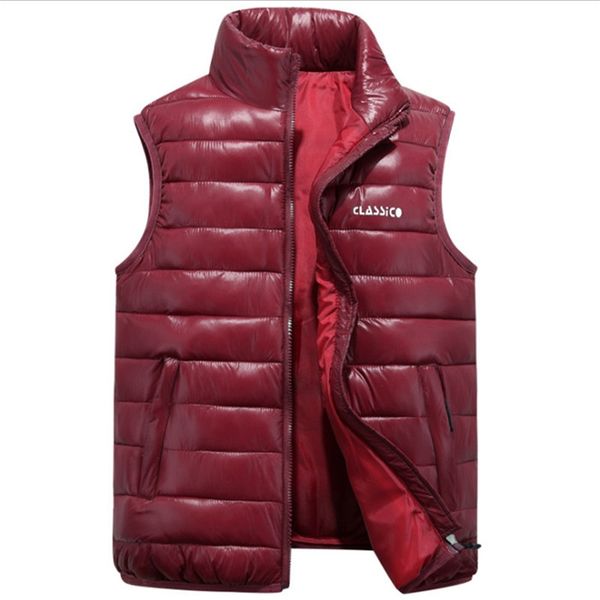 

men fashion sleeveless solid zipper coat overcoat warm vests plus size m-6xl men's down vests 4 color winter jackets waistcoat, Black;white