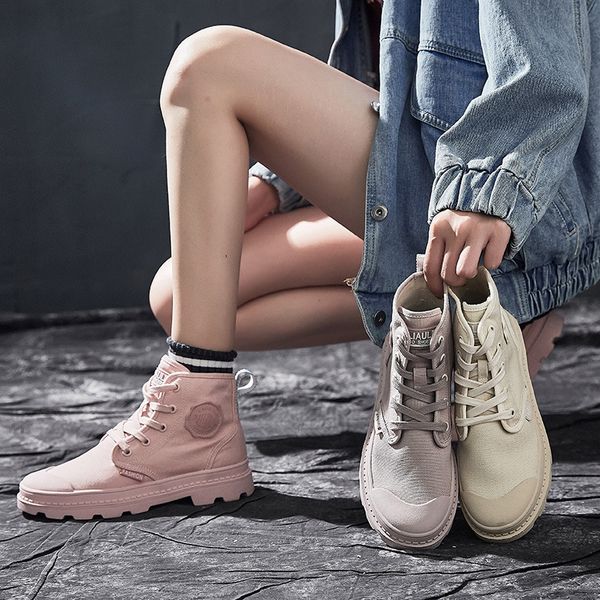 

liren 2019 spring/autumn fashion casual women boots lace-up round toe flat heels ankle flat med high heels comfortable boots, Black