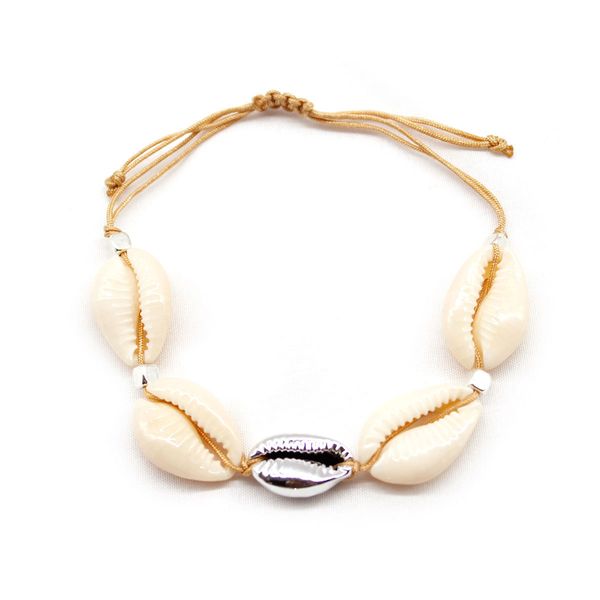 

shell charm bracelet for women seashell bracelets statement adjustable sea shell cord bib collar bracelets hawaiian jewelry, Golden;silver