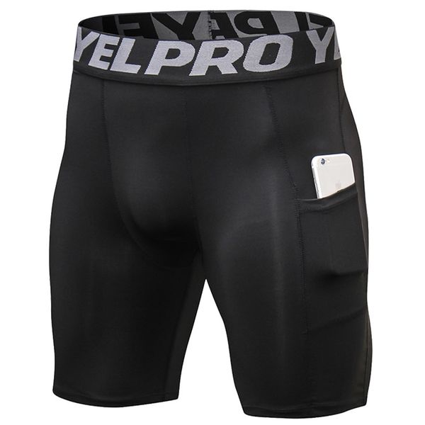 

brand clothing men's gyms fitness joggers shorts security pockets leisure sporting short pants quick drying compression shorts, White;black